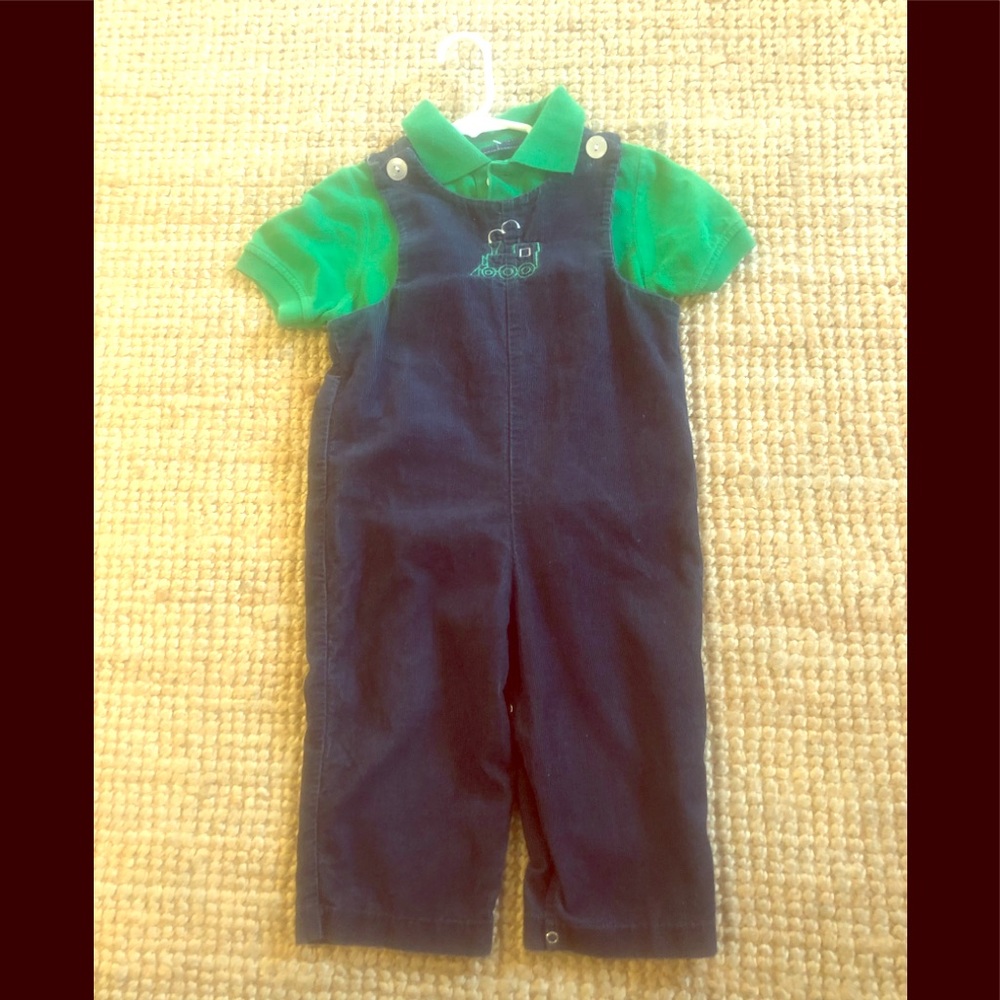 3t boy Imp Vintage corduroy overall navygreen polo
